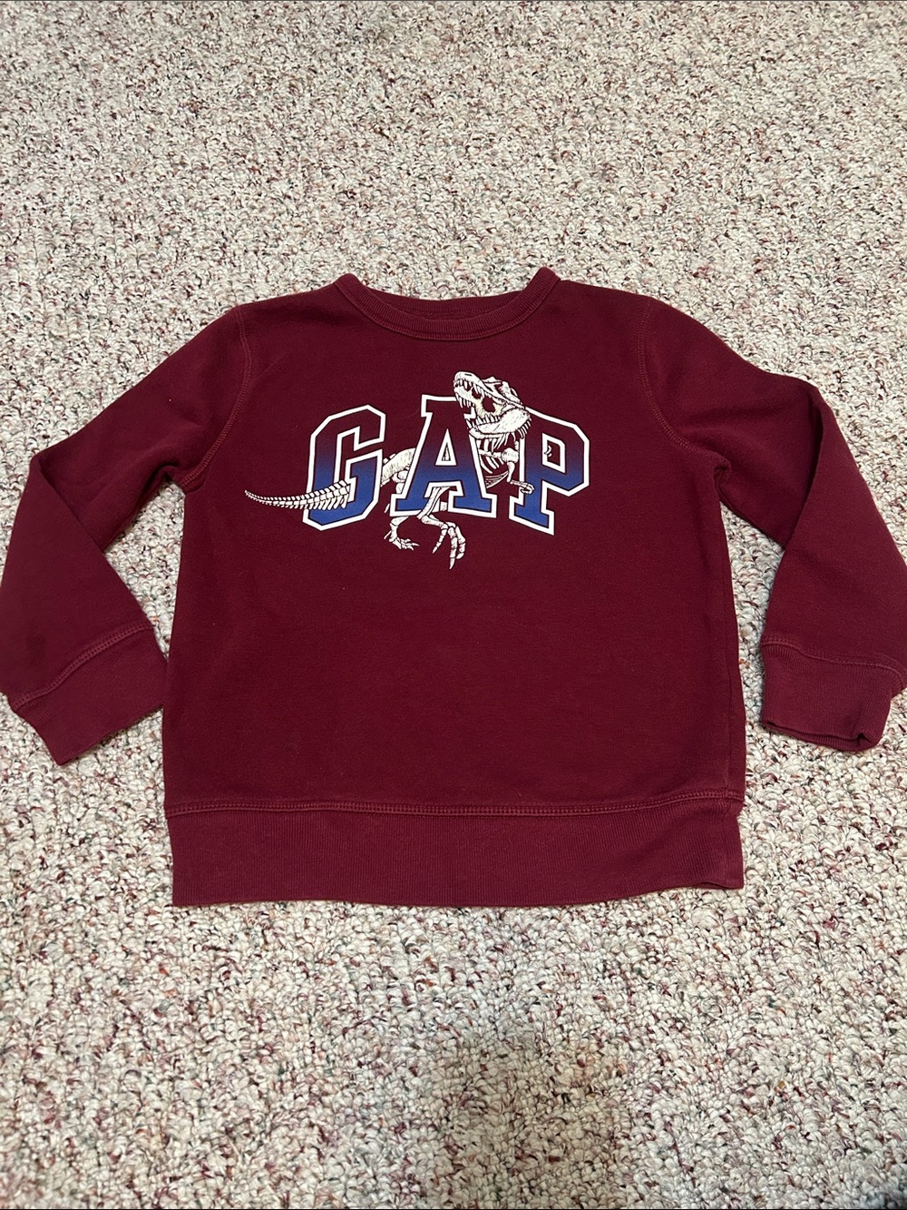 GAP Burgundy Crewneck Sweatshirt with Dino Logo
